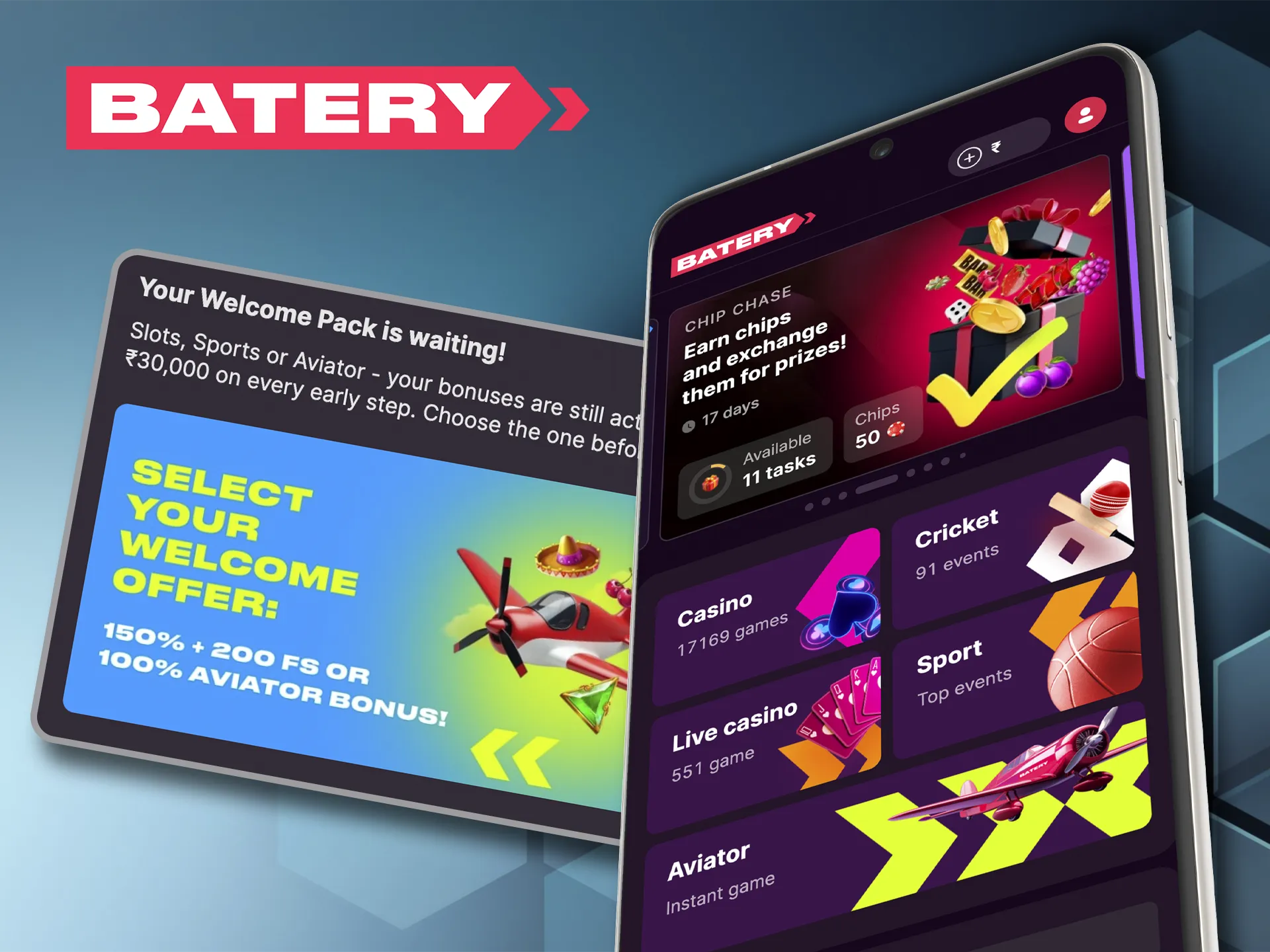 Batery is a unique casino offering excellent bonuses for new players.