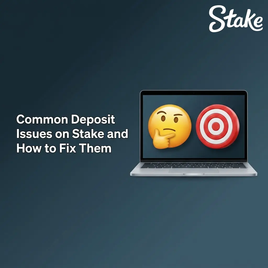 Stake deposit issues guide showing pending transactions, wrong networks, and minimum deposit fixes for crypto users