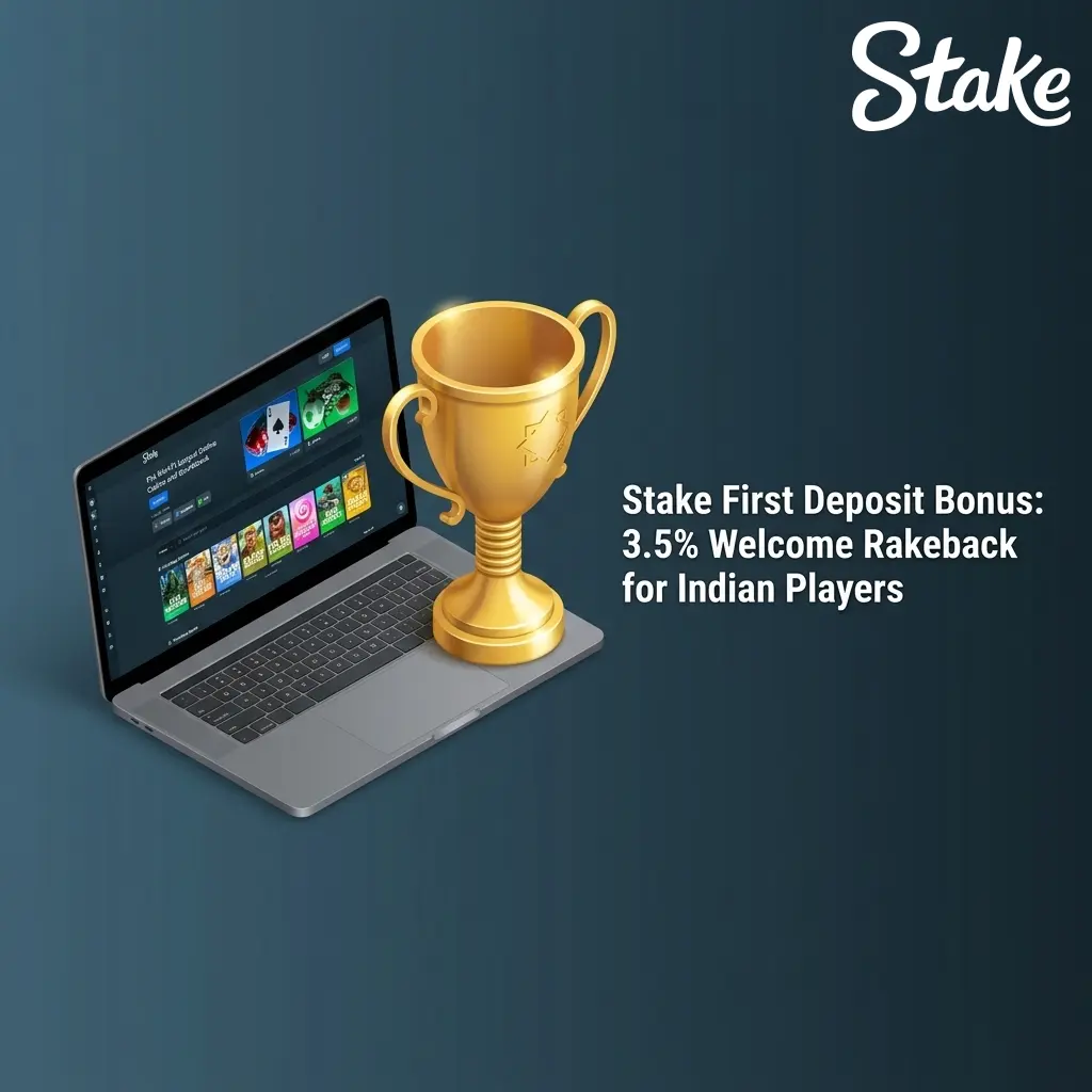 Stake first deposit bonus offering 3.5% welcome rakeback for Indian players on casino games and sports betting